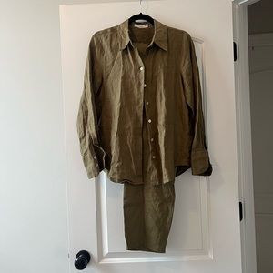 Mango 100% Linen Set in Green (Size Small)